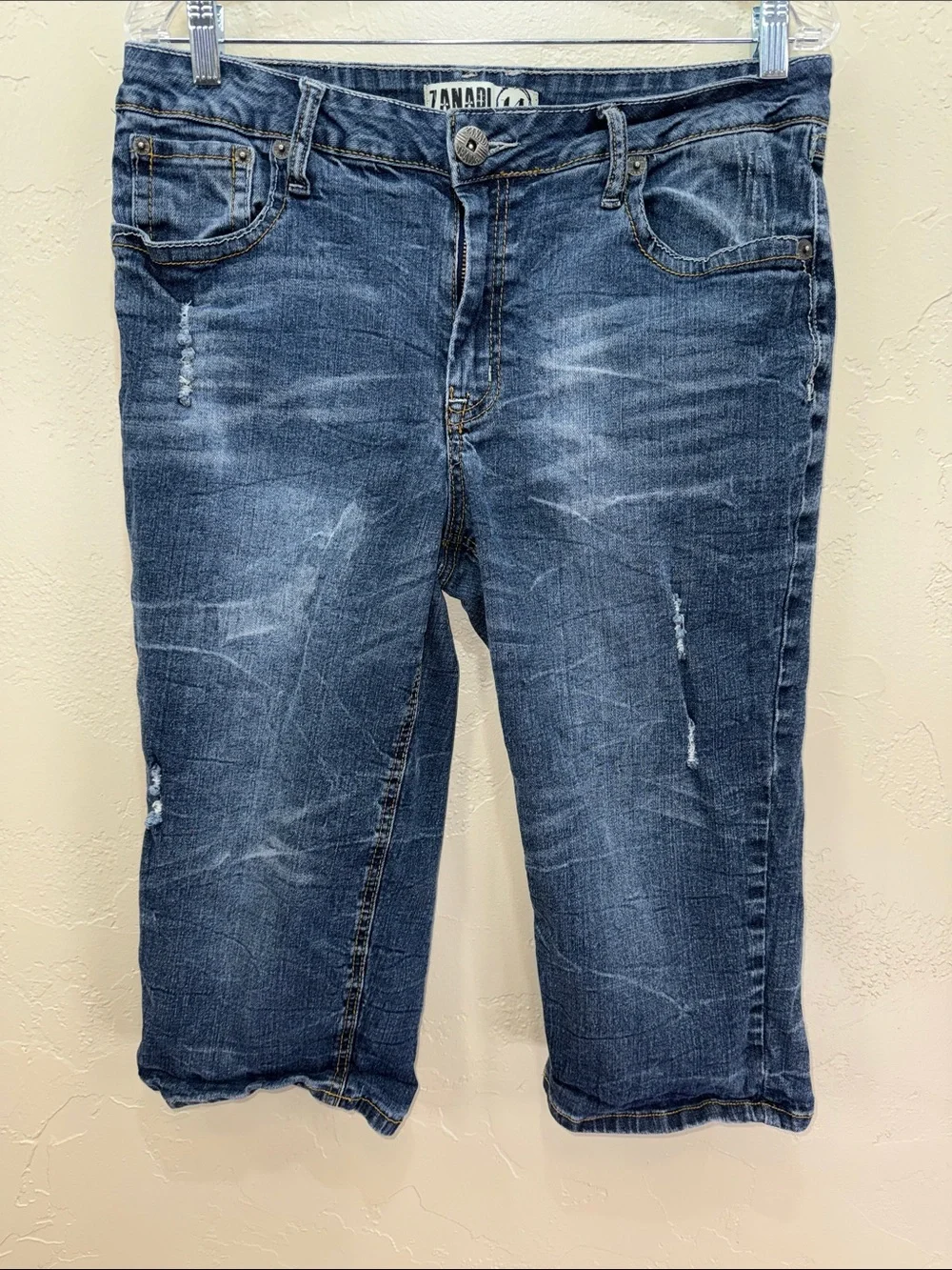 Zanadi Distressed Blue Jean Shorts Jorts‎ 14 Long line Y2K Streetwear